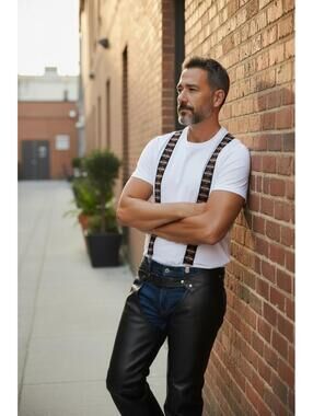 Harley-Davidson Logo Suspenders Biker Braces Clip On Black 36 in
